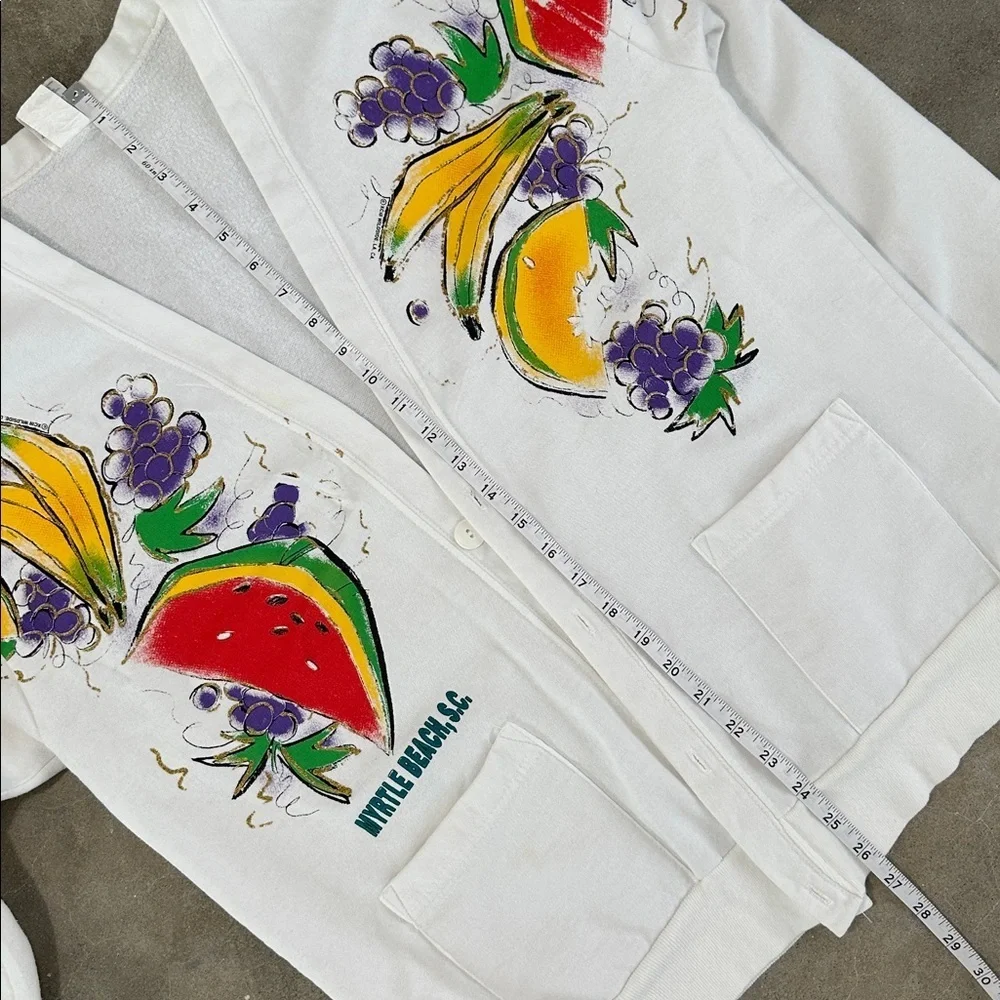 Vintage Myrtle Beach Fruit Print White Cardigan - Picture 5 of 11